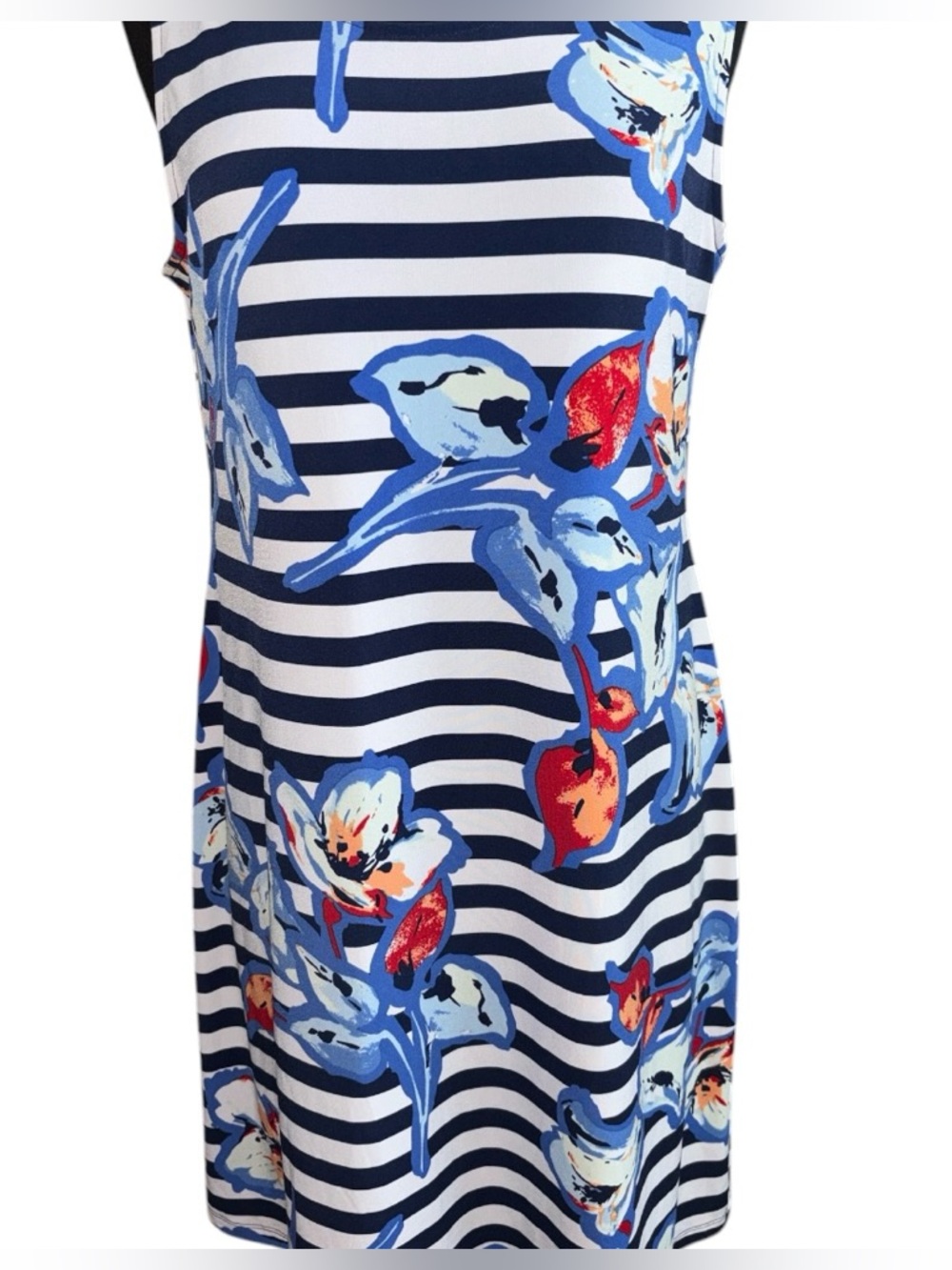 NWOT, Cynthia Rowley Striped Floral Dress P2P:19”- 21.5”, L:38”